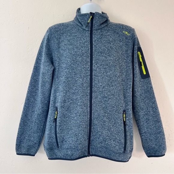CMP Men’s Knit-Tech Fleece Jacket Heather Blue Size L Outdoor Gorpcore Italy - Picture 2 of 13